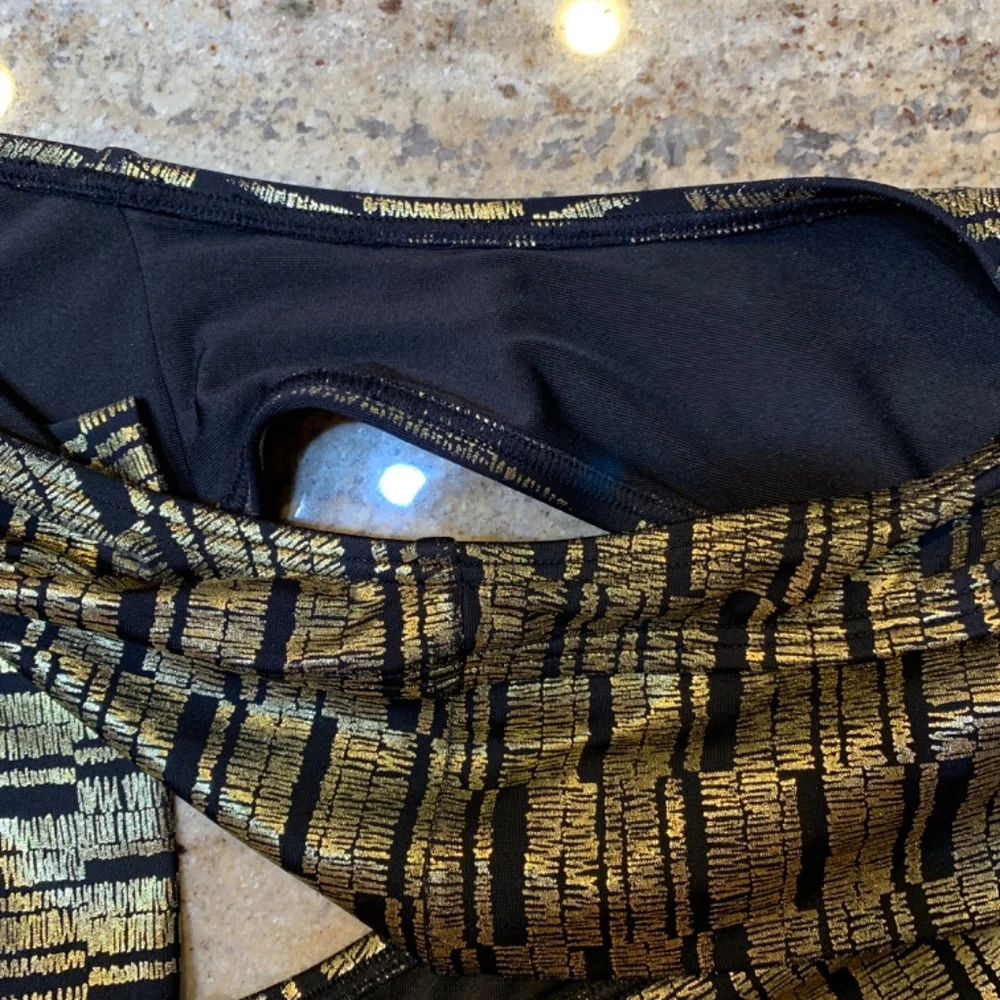 Victoria's Secret Bikini Top 34C Bottom Large Black Gold The Flirt Bandeau